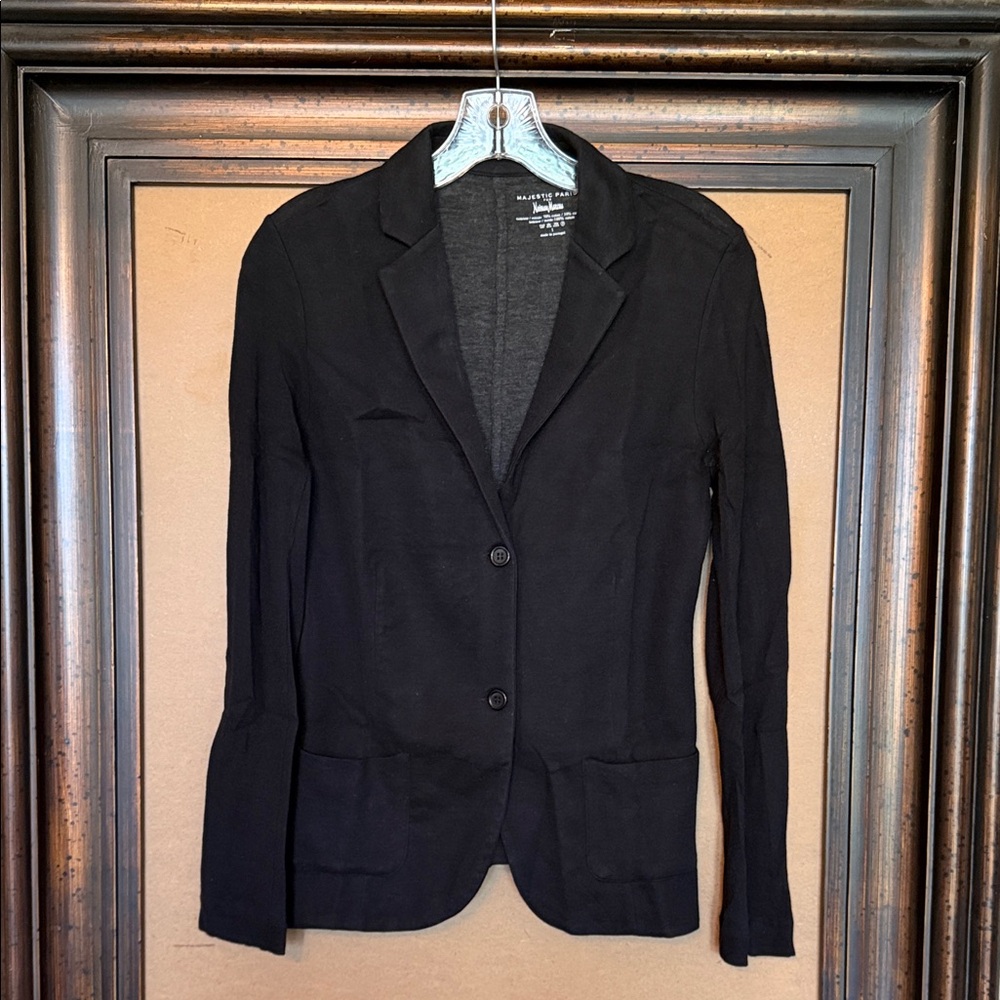 Majestic Paris Cotton/Cashmere Black Knit Jacket